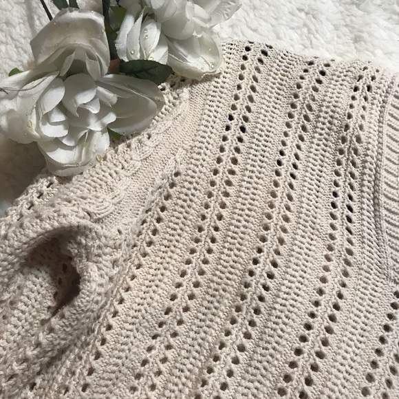 Bamboo Trader Cream Crochet Hoodie Sweater M - Picture 4 of 7